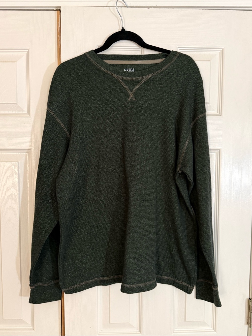 Red Head Thermal Waffle Knit Long Sleeve Shirt Men’s Large Green